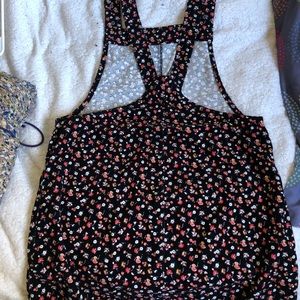 Xhilaration Black Floral Skirt Overalls
